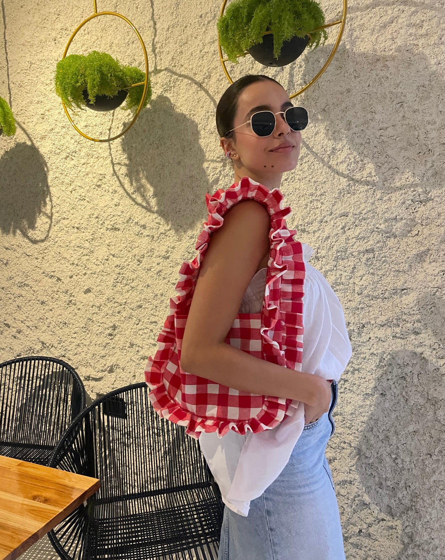 BOLSO CUADROS ROJO